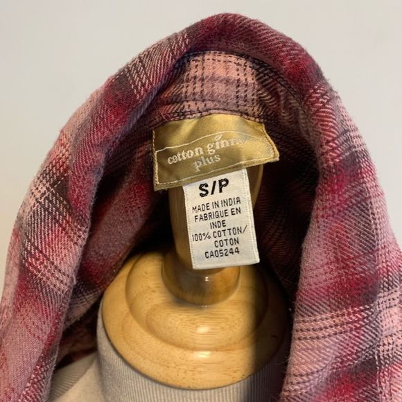 Cotton Ginny | Pink Flannel Cotton Long Sleeve Button Down Top - Picture 4 of 6